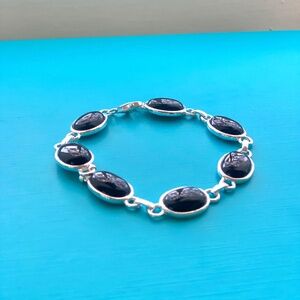 Classic Black Onyx and Sterling Silver Bracelet